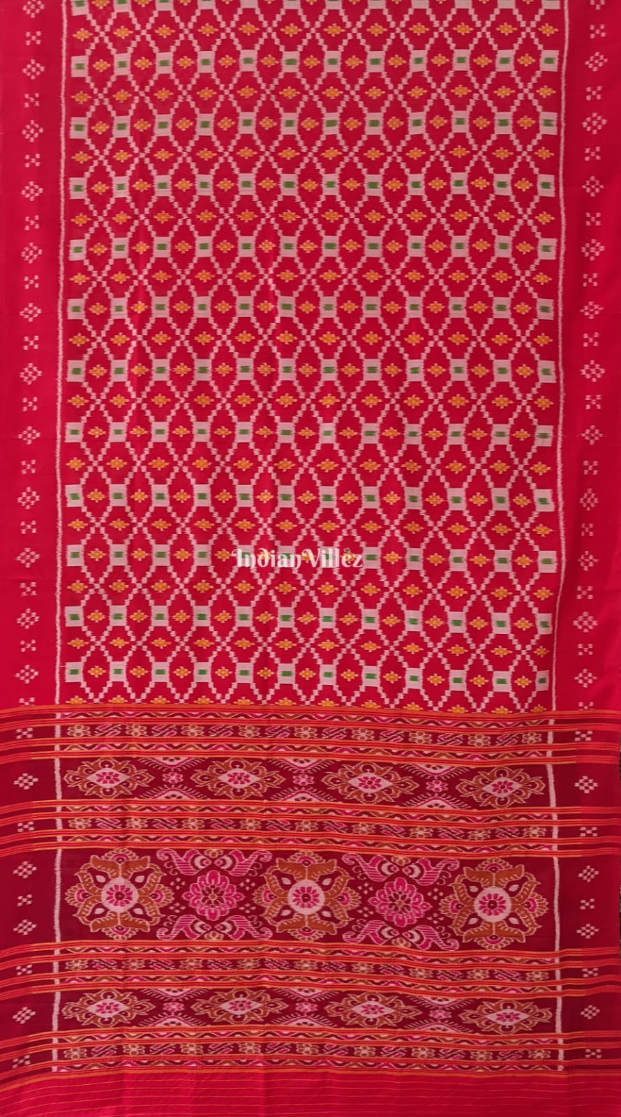 Red Pasapali Odisha Ikat Contemporary Silk Saree
