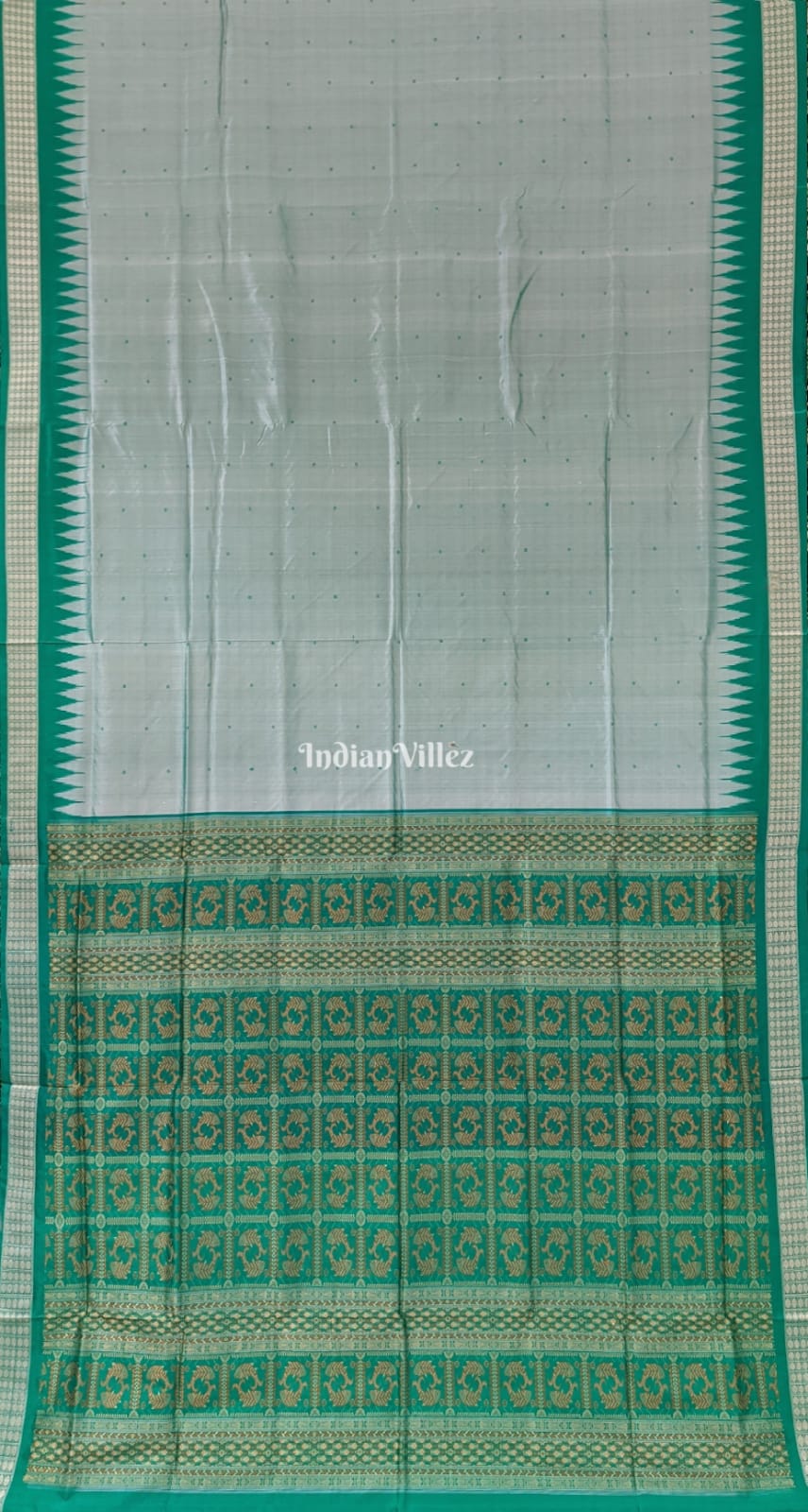 Mint Green Odisha Ikat Sambalpuri Bomkai Silk Saree