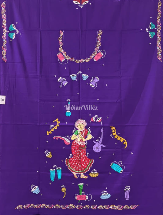 Violet Nartaki Music Instrumental Pattachitra Kurti Cotton Dress Material