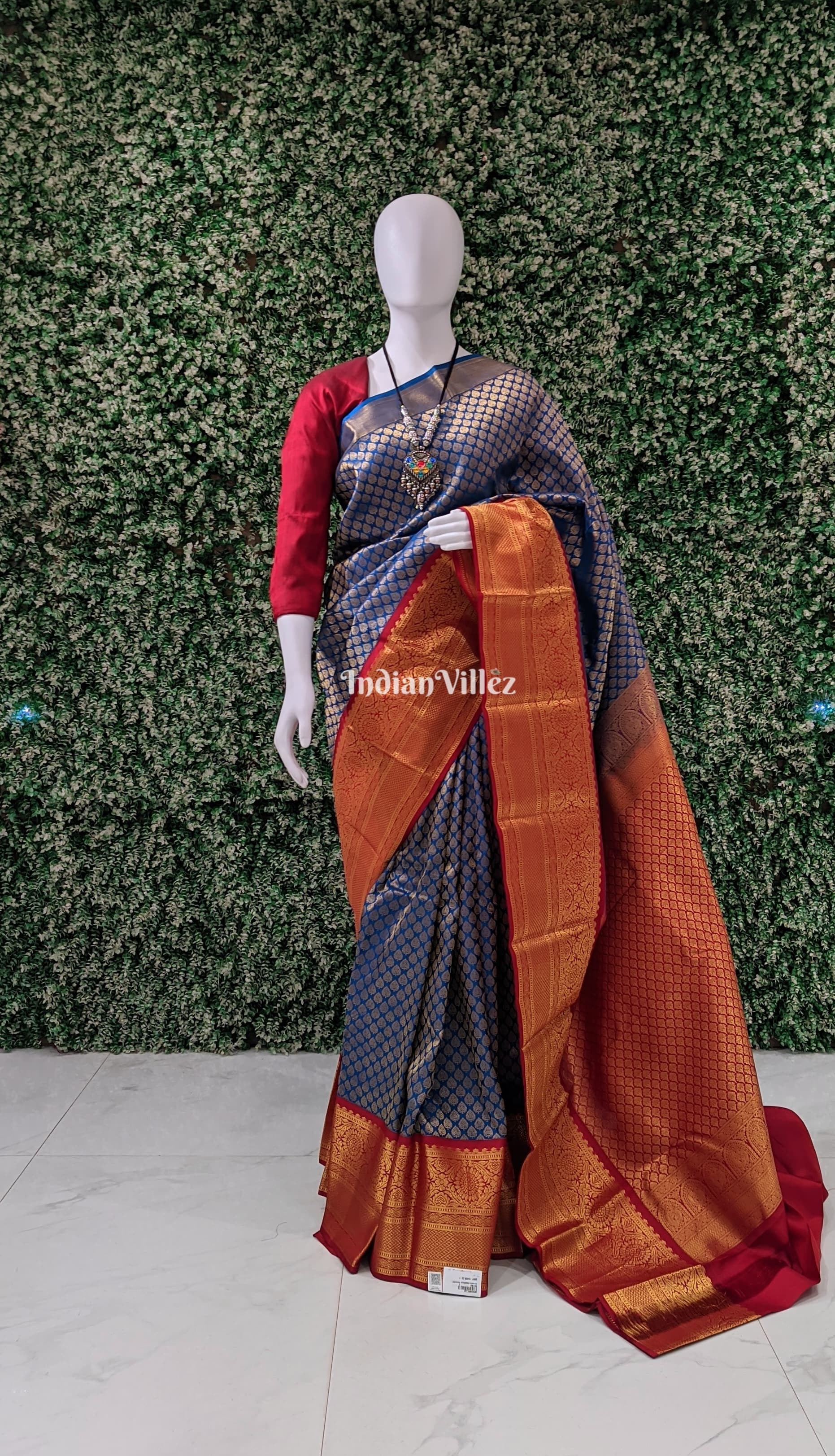 Peacock Blue Pure Kanjivaram Silk Saree