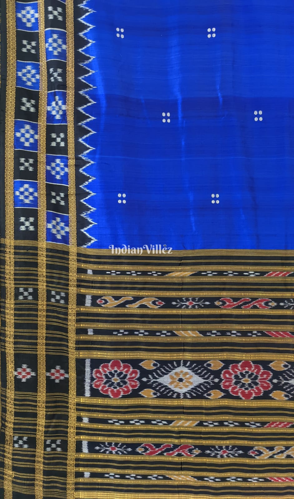 Blue Double Pasapali Border Odisha Handloom Khandua Silk Saree
