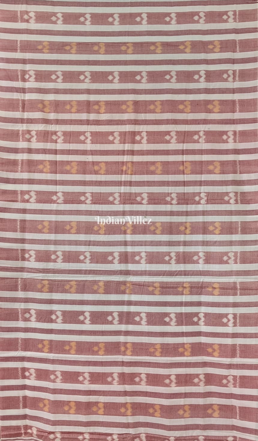 Blush Pink White Lining Sambalpuri Cotton Saree