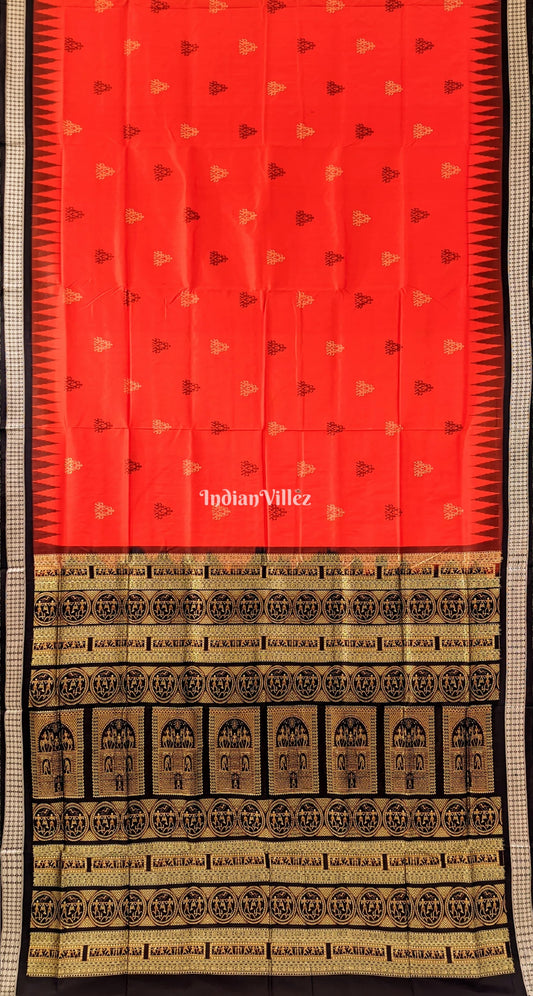Orange Sambalpuri Bomkai Silk Saree