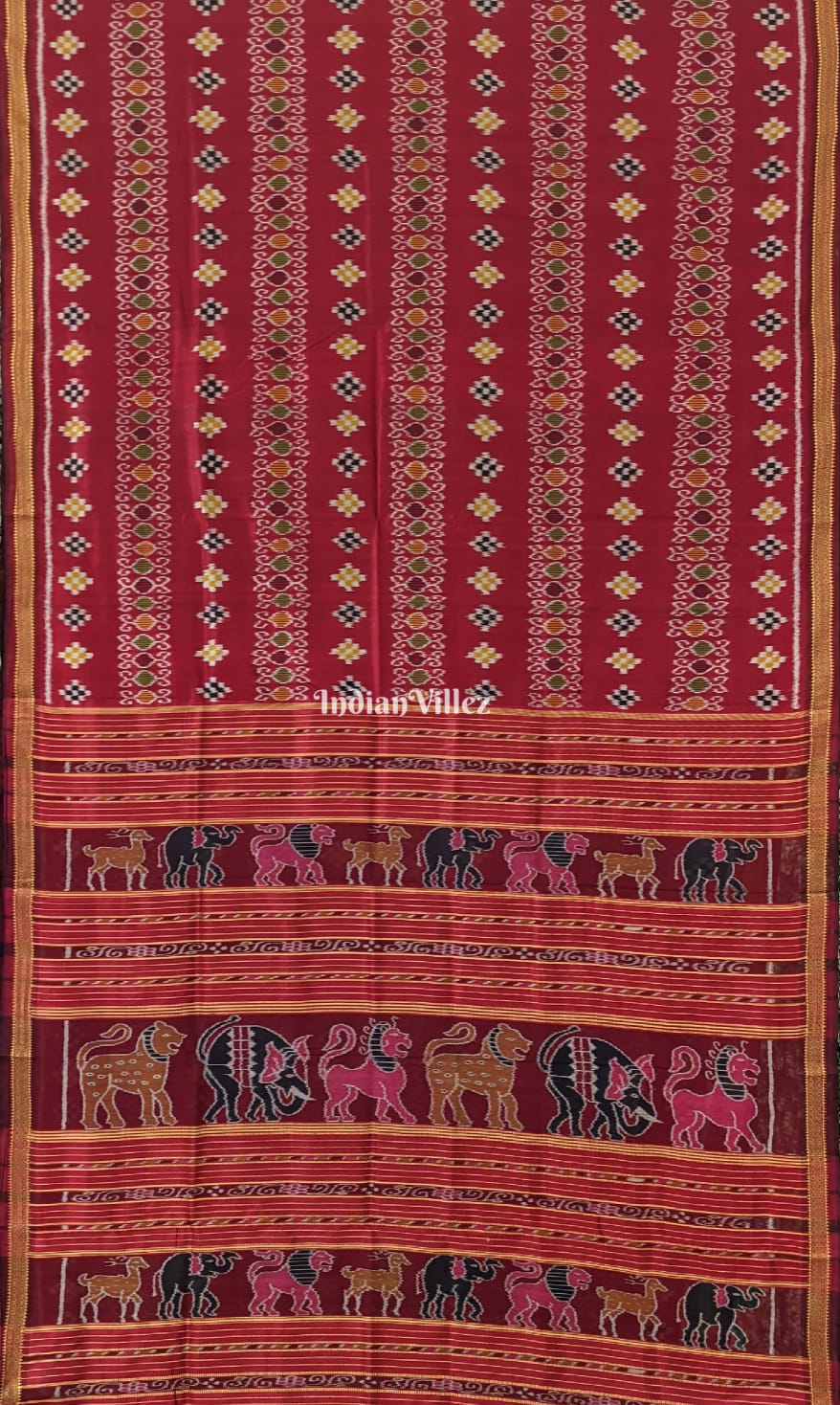 Maroon Body Pasapali Khandua Silk Saree