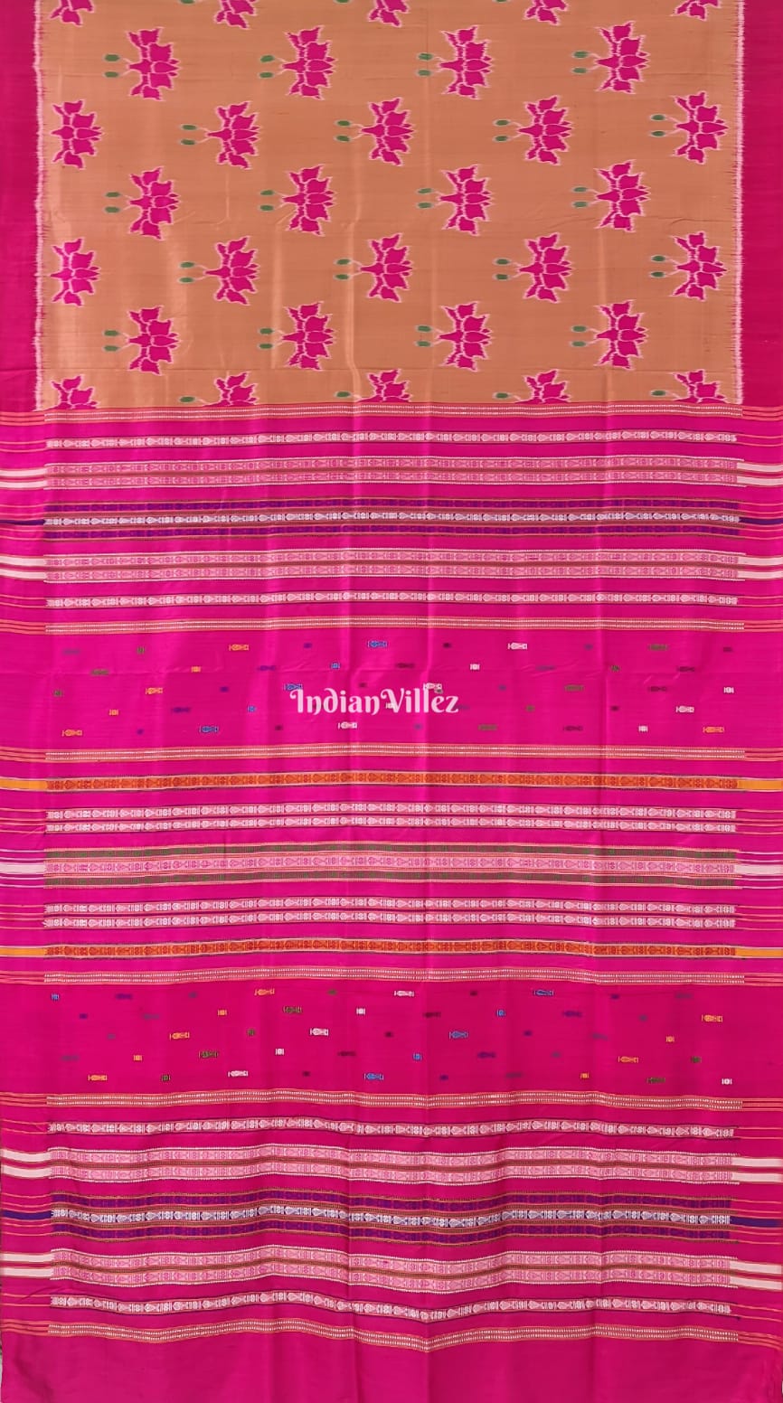 Ochre Brown Lotus Contemporary Silk Saree