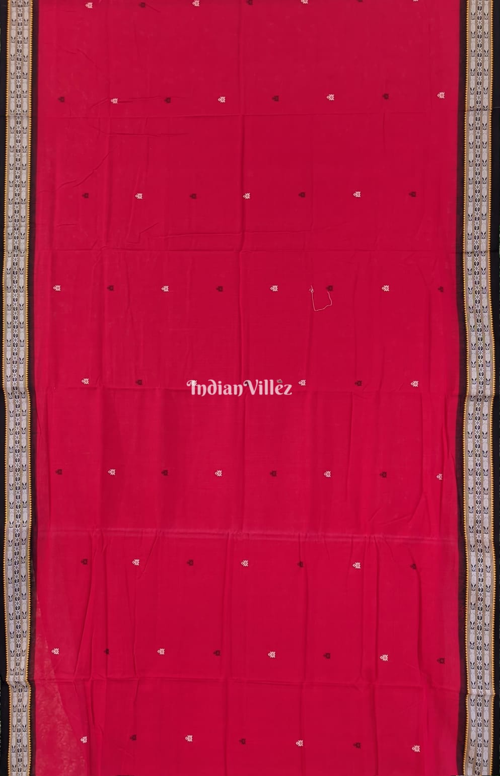 Red Tortoise Motif Bomkai Sambalpuri Pure Cotton Saree
