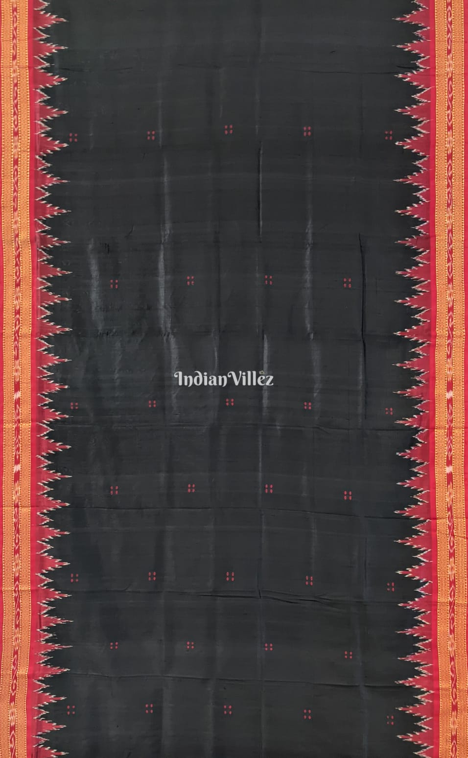 Black Butta Design Odisha Ikat Khandua Silk Saree