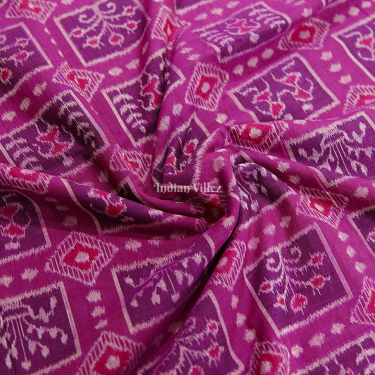 Deep Pink Tribal Theme Sambalpuri Ikat Cotton Fabric