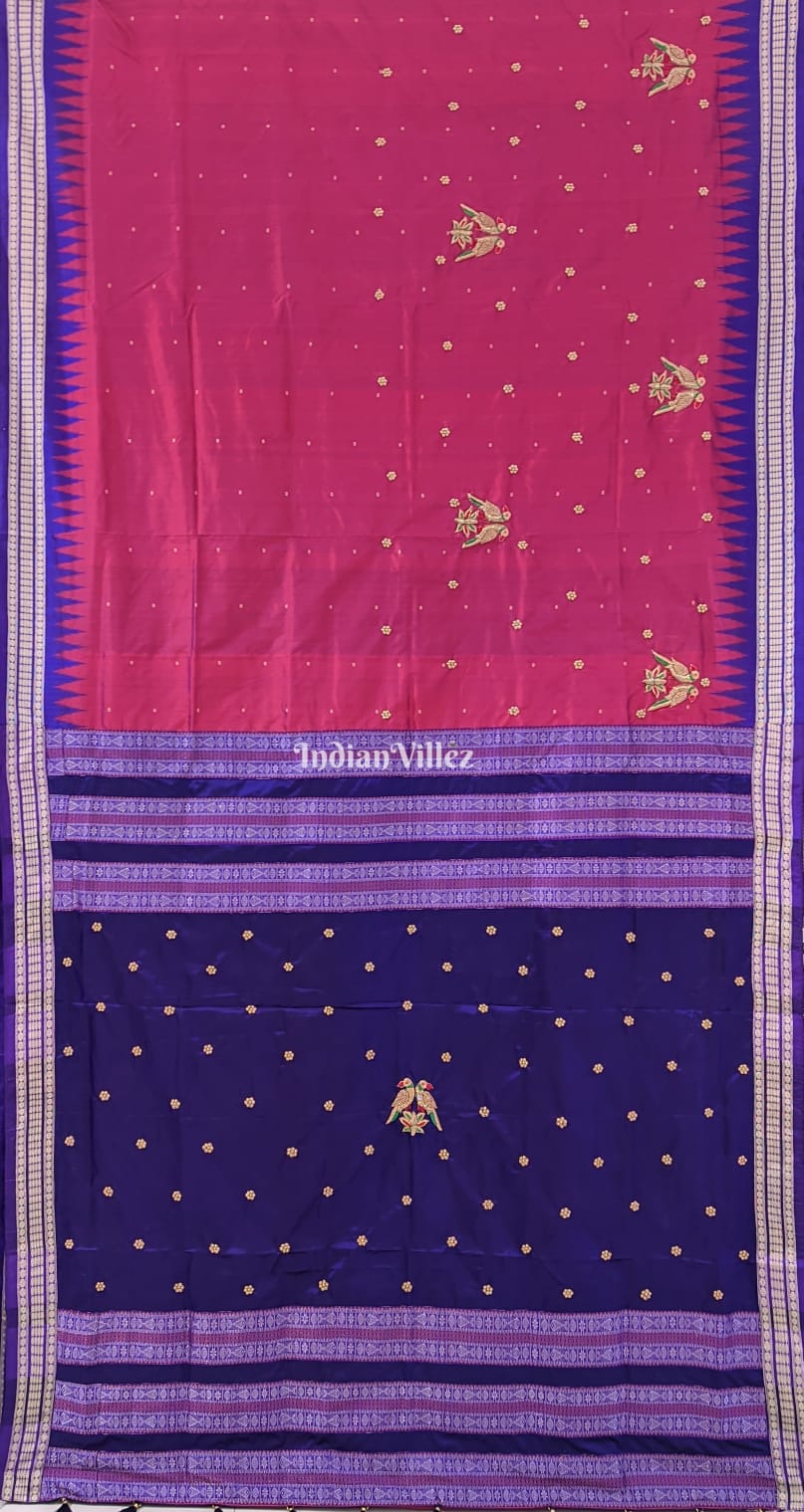 Brick Red Zardosi Sambalpuri Ikat Silk Saree