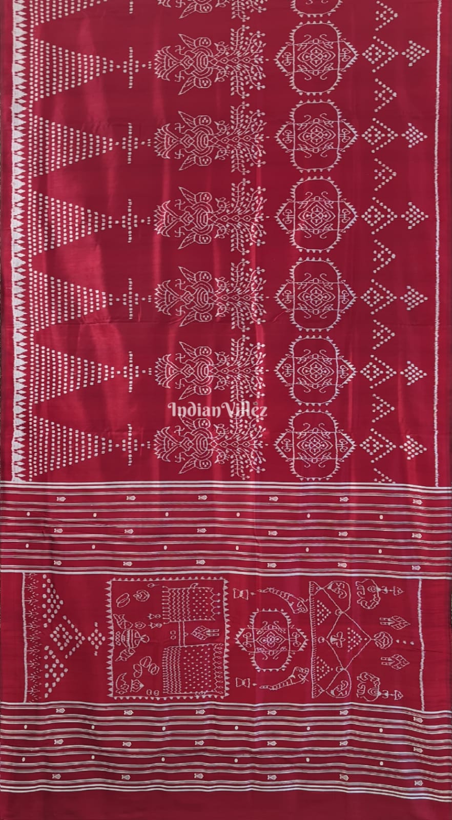 Maroon Odisha Ikat Designer Contemporary Silk Saree