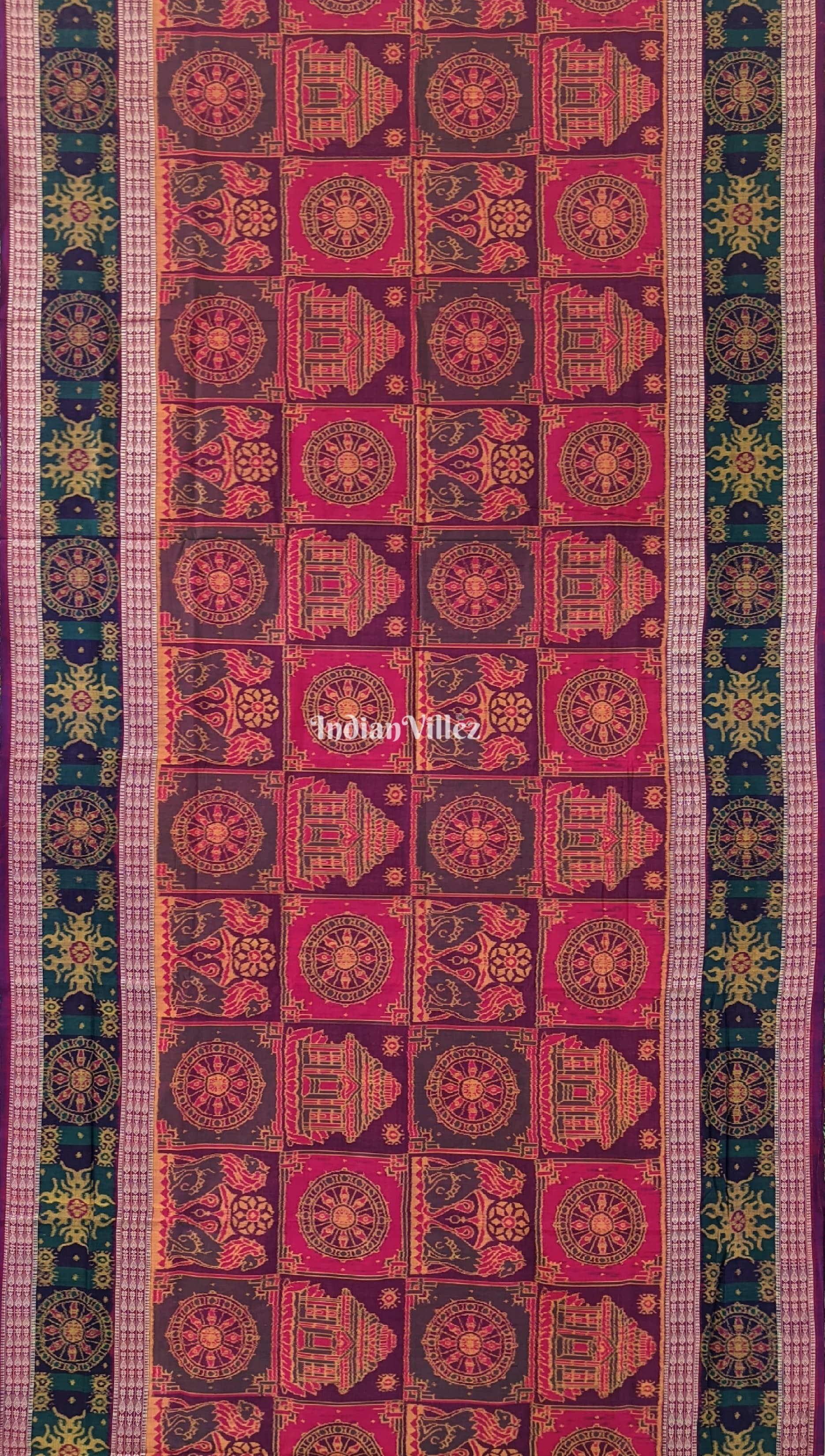 Konark Sun Temple Theme Sambalpuri Pure Cotton Saree