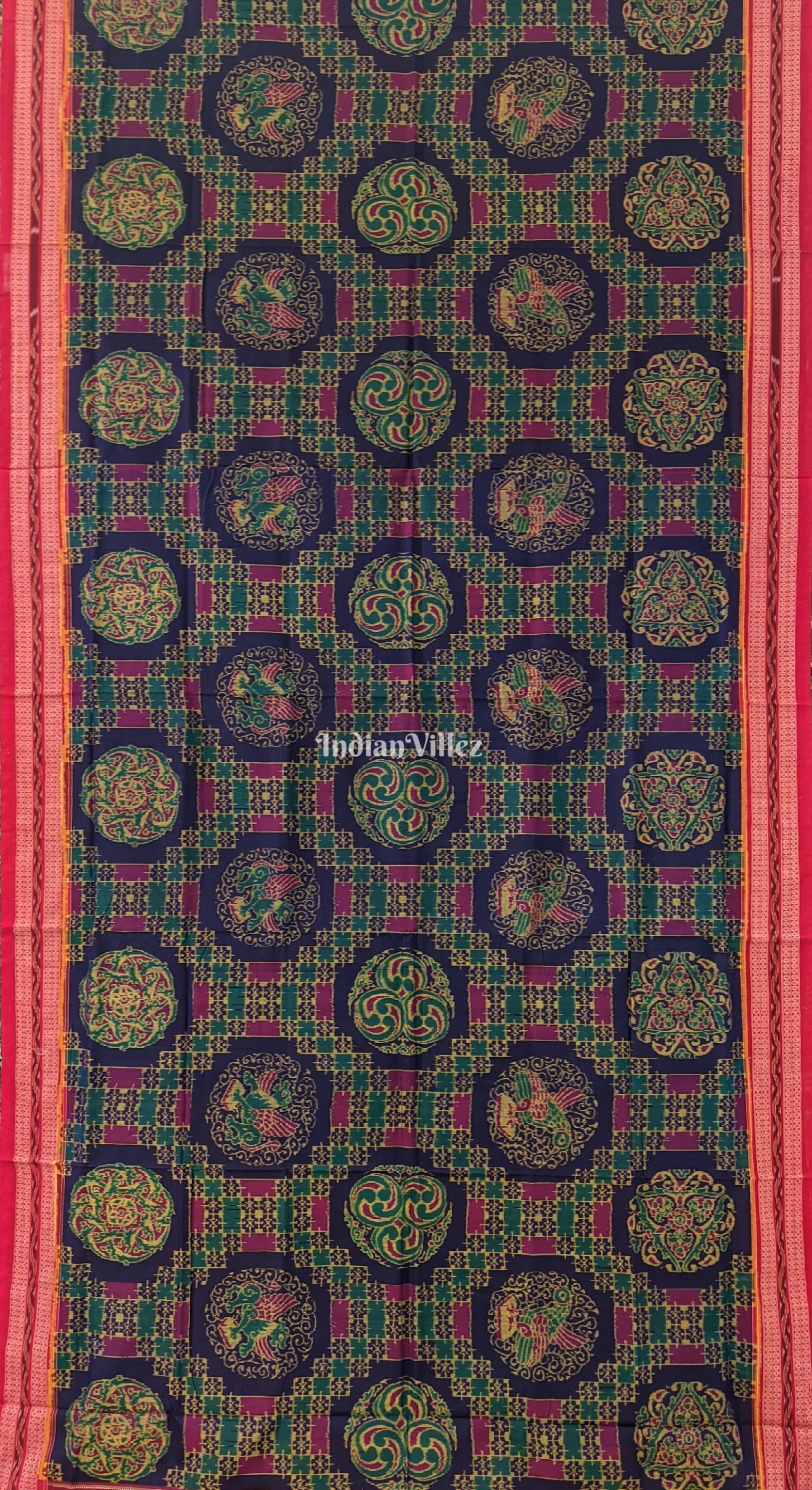 Bird Theme Odisha Ikat Sambalpuri Pure Cotton Saree