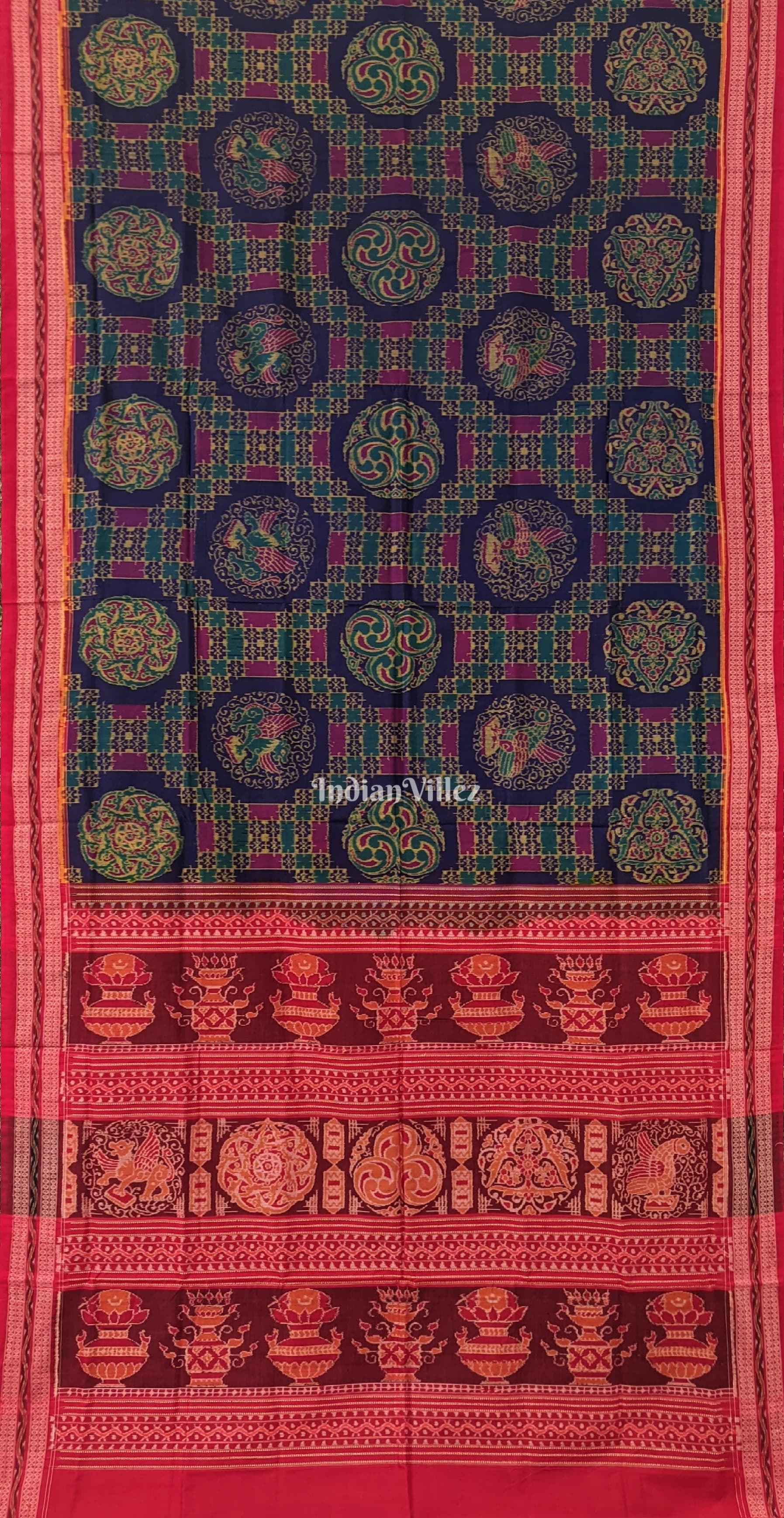 Bird Theme Odisha Ikat Sambalpuri Pure Cotton Saree