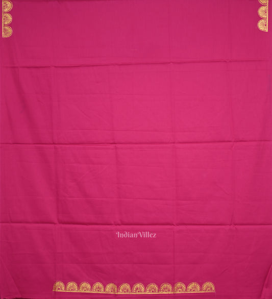 Rani Pink Nartaki Theme Hand-Painted Pattachitra Dress Material