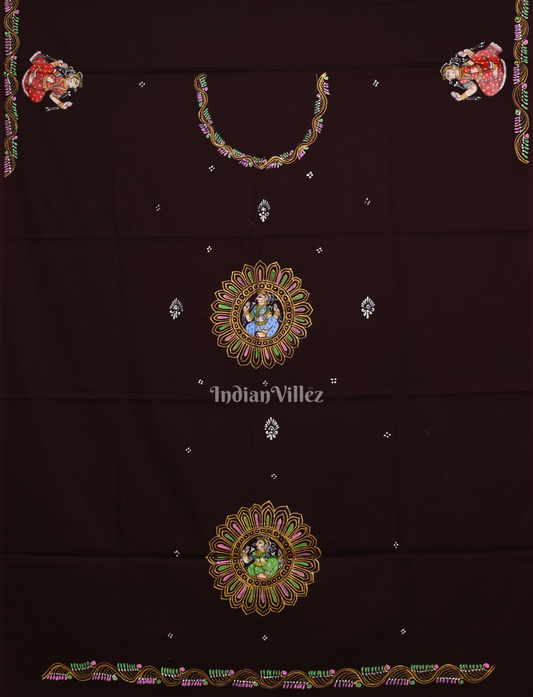 Coffee Nartaki Theme Hand-Painted Pattachitra Kurti