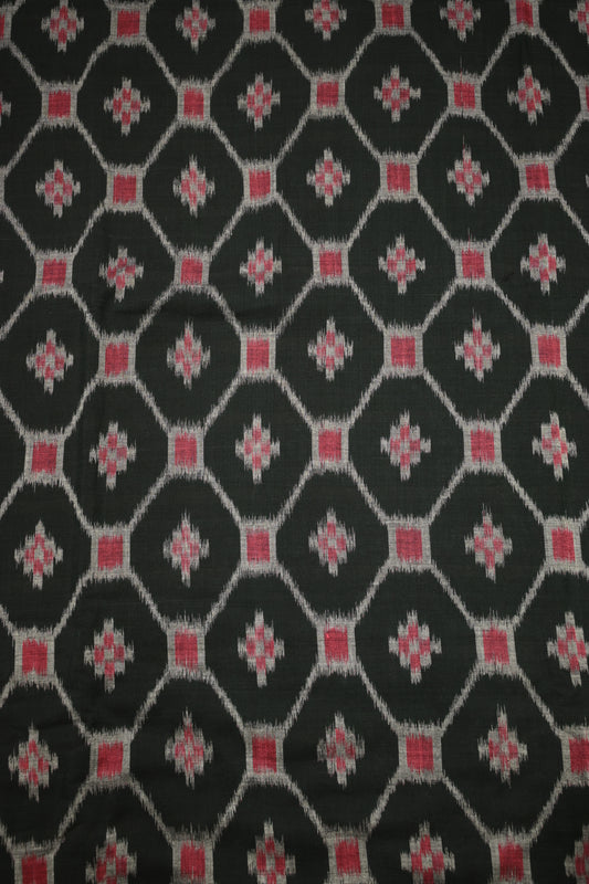 Green with Multicolour Sambalpuri Pasapali Cotton Fabric