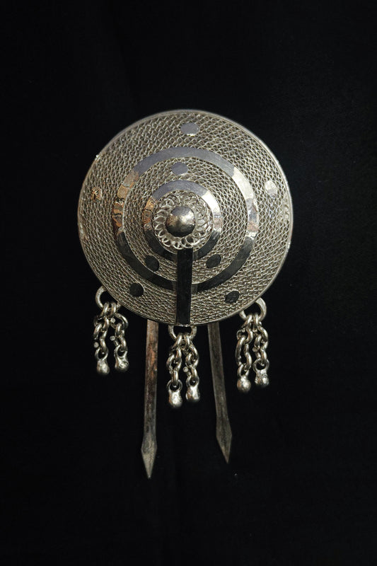 Cone Design Silver Filigree Hair Pin