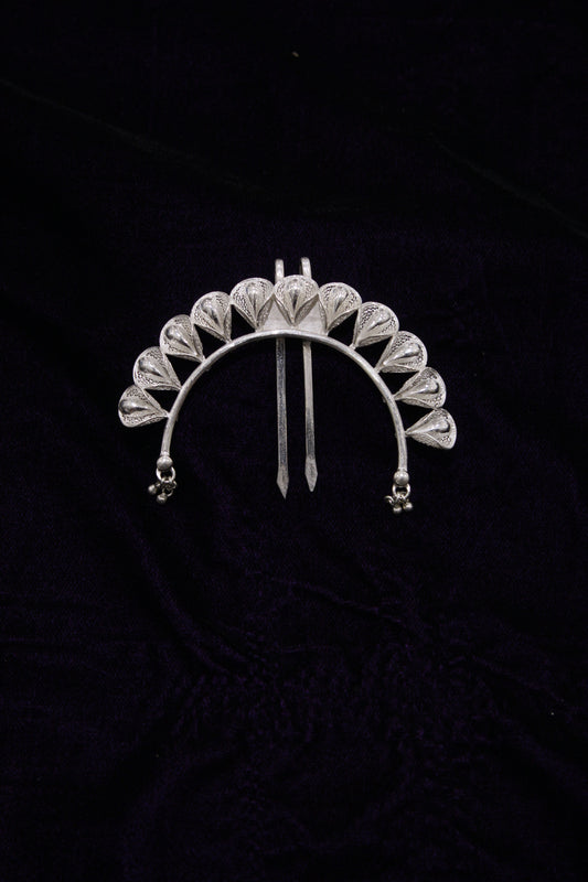 Bouquet Design Silver Filigree Hair Pin