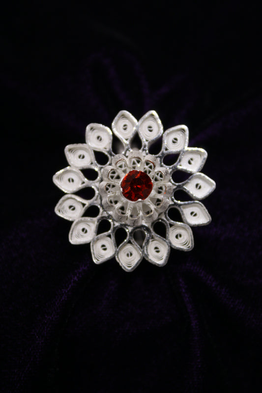 Designer Tarakasi Silver Filigree Ring For Women