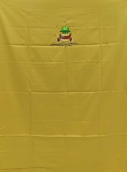 Mustard Yellow Doli Barat Pattachitra Kurti Cotton Dress Material