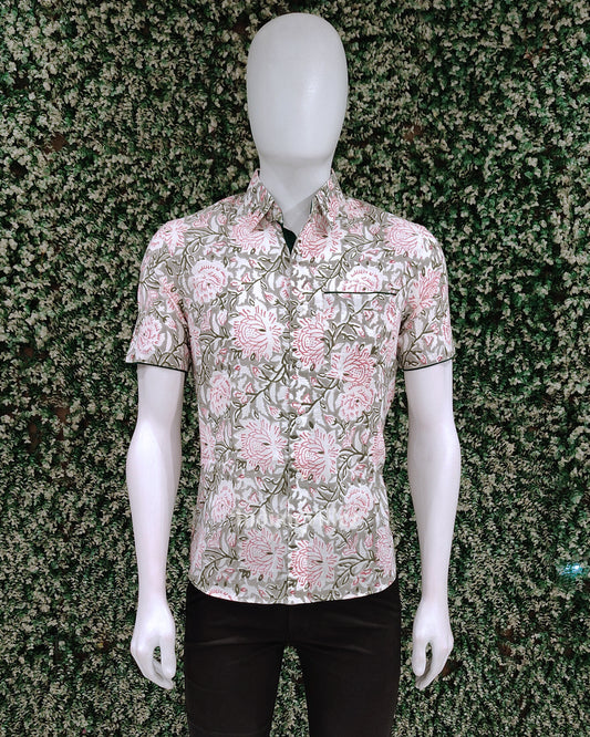 Dali Design Block Printed Half Sleeve Shirt for Men