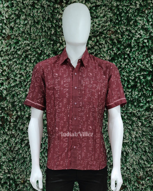 Grape Chemical Formula Odisha Ikat Cotton Half Sleeve Shirt for Men