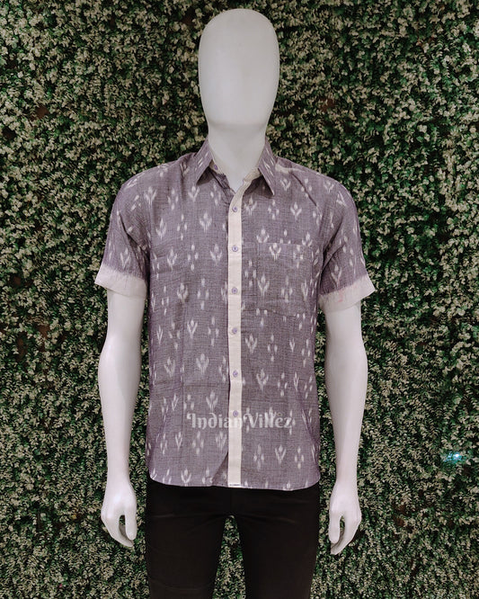 Lavender Odisha Ikat Cotton Half Sleeve Shirt for Men
