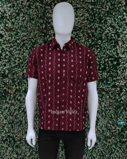 Purple Mayur Chandrika Odisha Ikat Cotton Half Sleeve Shirt for Men