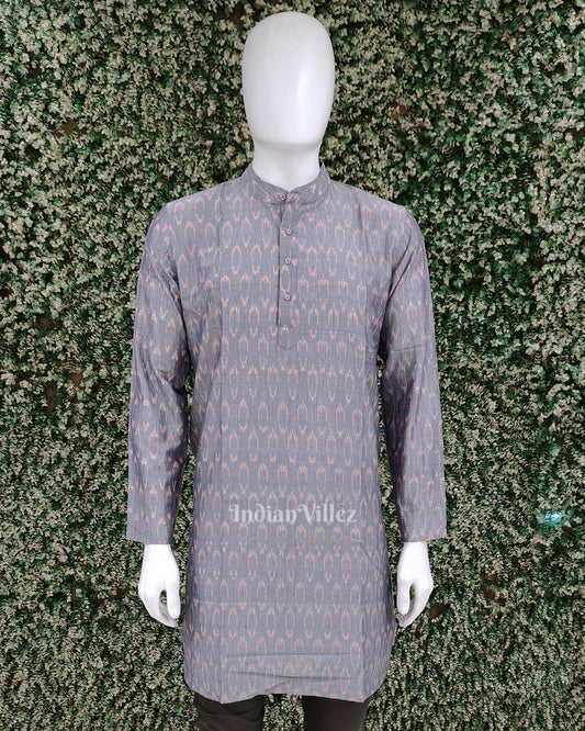 Light Blue Odisha Ikat Cotton Kurta for Men