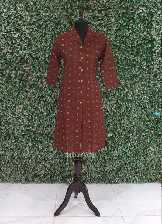 Maroon Sambalpuri Tipa design Odisha Ikat Designer Cotton Kurti for Women