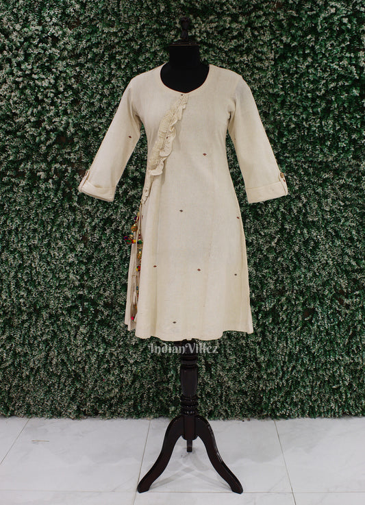 Off White Kotpad Cotton pattern Kurti for Women