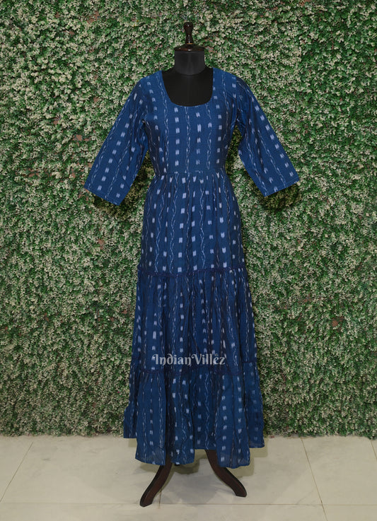 Peacock Blue Odisha Ikat Designer Long Gown for Women