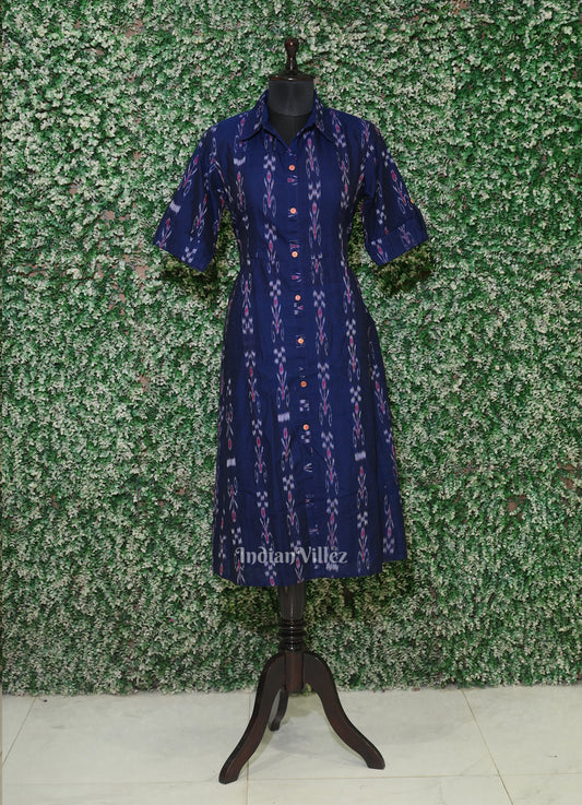 Navy Blue Odisha Ikat Designer Long Gown for Women