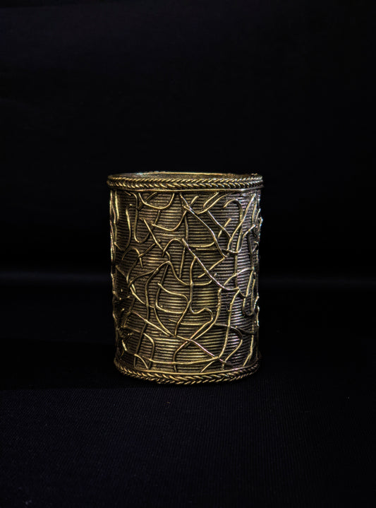 Dhokra Craft Desk Accessory - Round Rope Design Stationery Stand