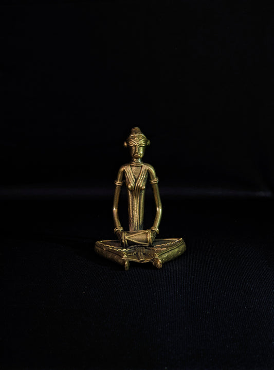 Handmade Dhokra - Sitting Musician with Dhol