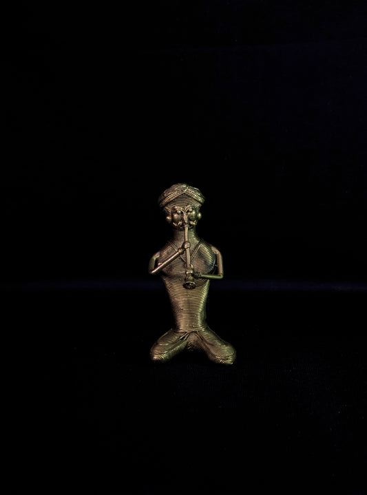 Handmade Dhokra - Siting Musician with Clarinet