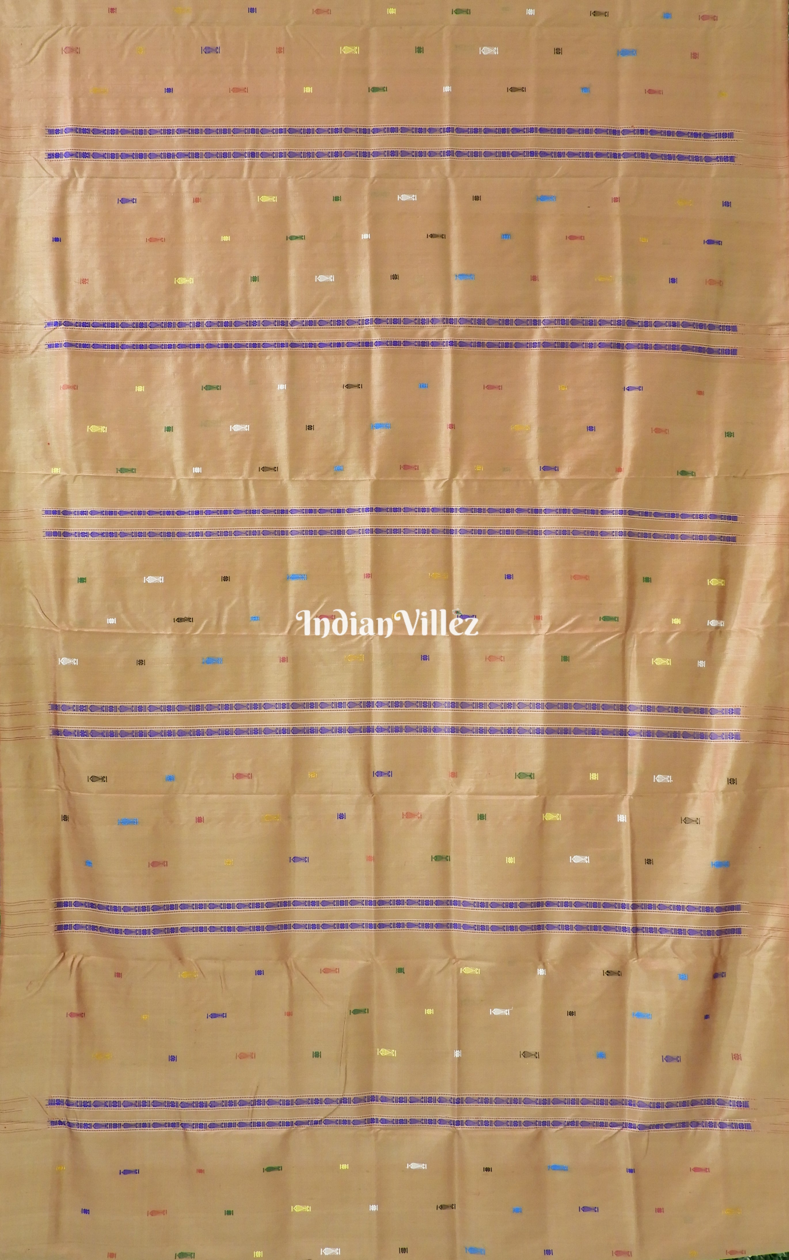Bronze Fish Motif Odisha Ikat Bomkai Silk Saree