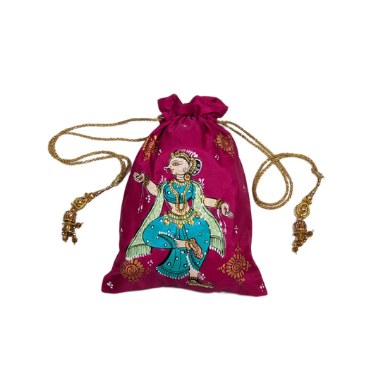 Rani Pink Nartaki Pattachitra Potli Bag