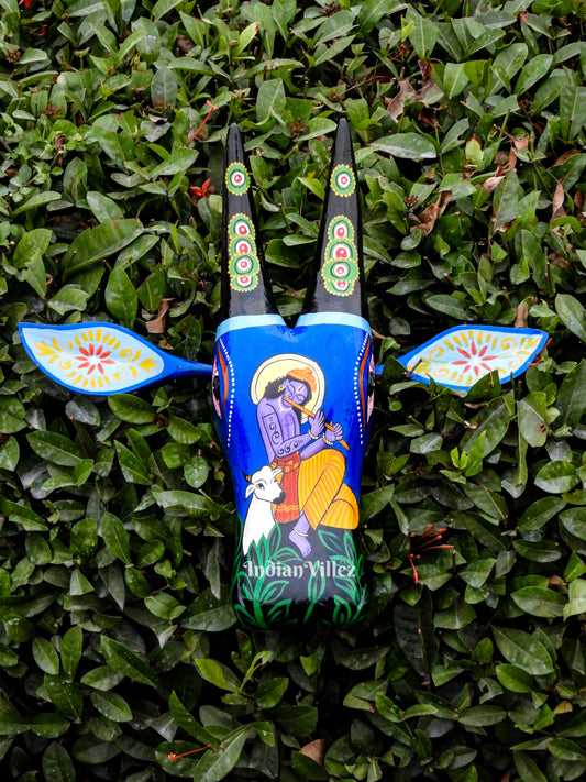 Hand-painted Pattachitra Cow Head Wall Hanging