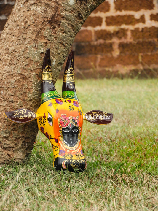 Hand-painted Pattachitra Cow Head Wall Hanging