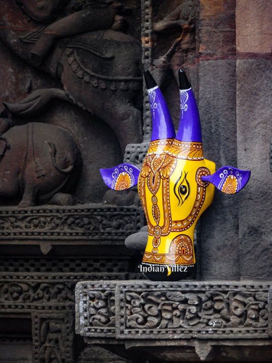 Hand-painted Pattachitra Cow Head Wall Hanging