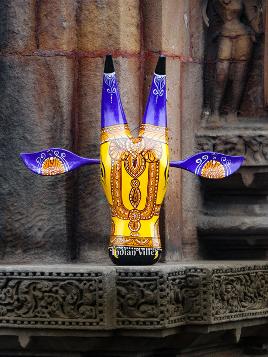 Hand-painted Pattachitra Cow Head Wall Hanging