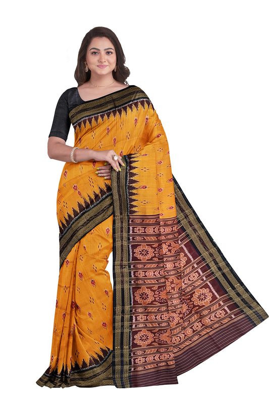 Yellow Mayur Chandrika Khandua Silk Saree