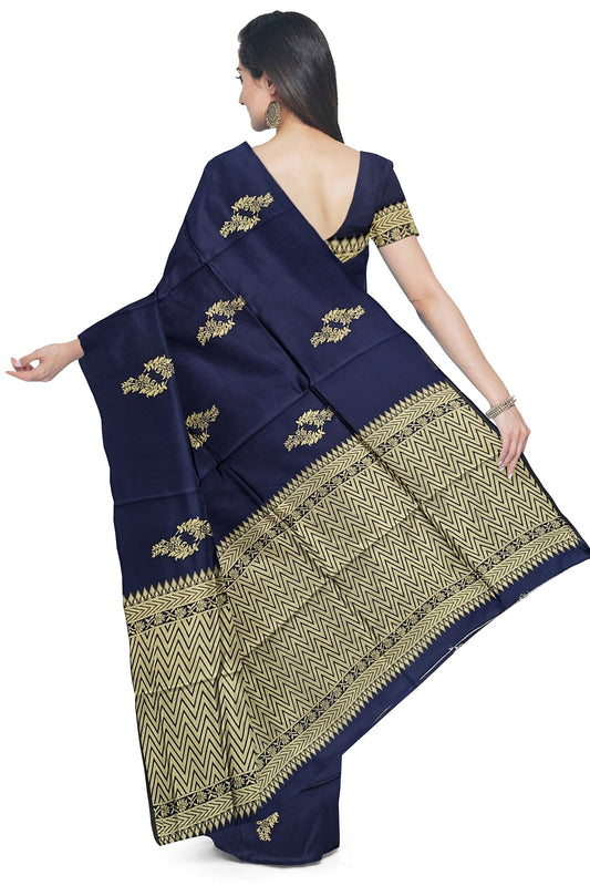 Golden Blue Kanjivaram Soft Silk Saree