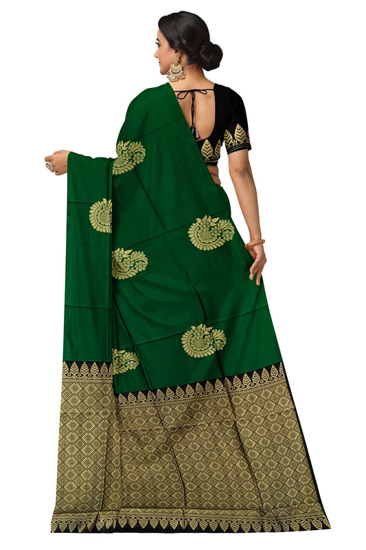 Green Black Kanjivaram Soft Silk Saree