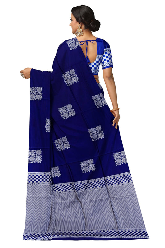 Blue Silver Kanjivaram Soft Silk Saree