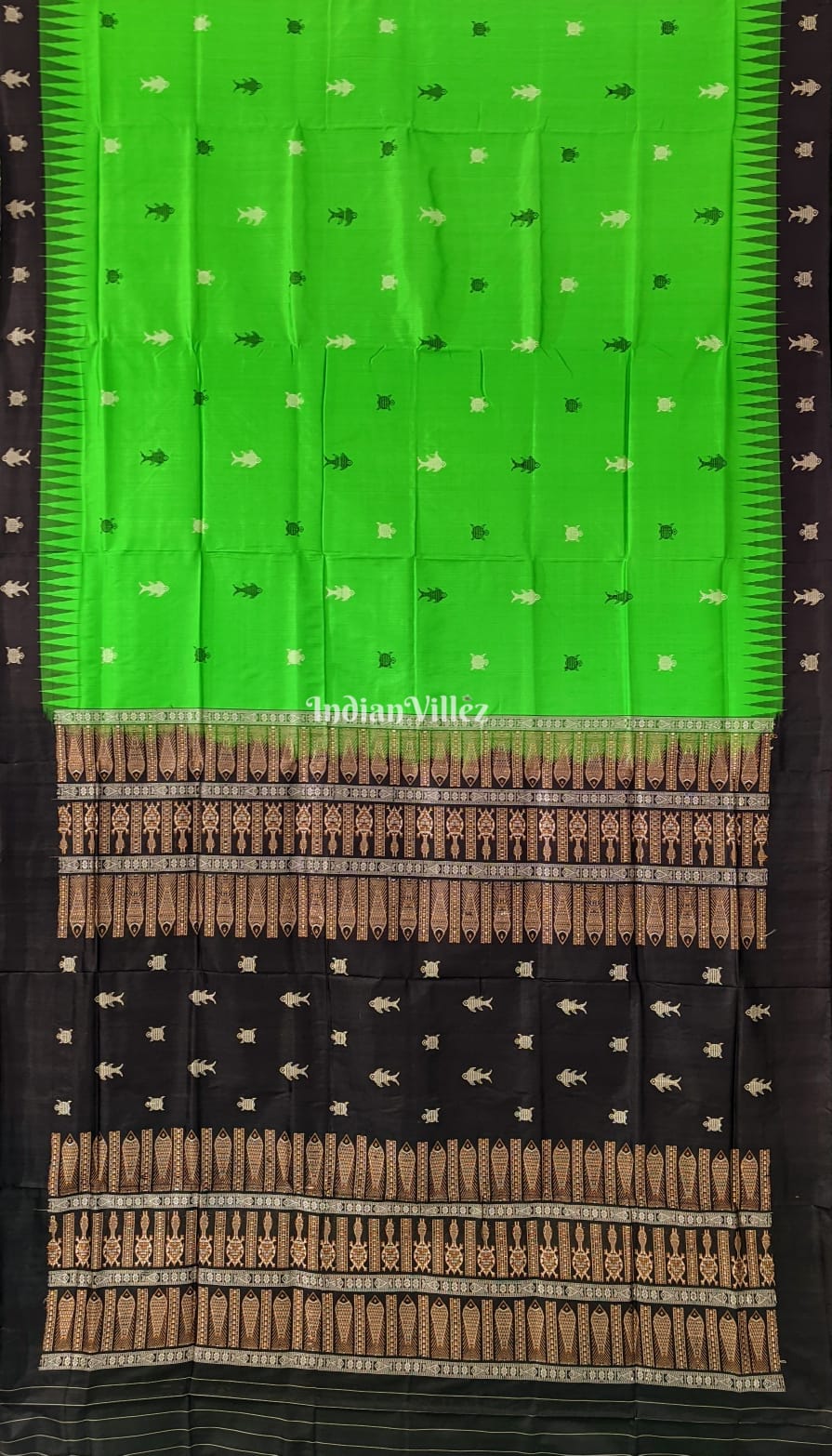 Green Habaspuri Inspired Contemporary Bomkai Silk Saree