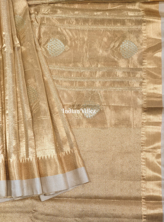 Antique Golden Zari Woven Banarasi Tissue Saree