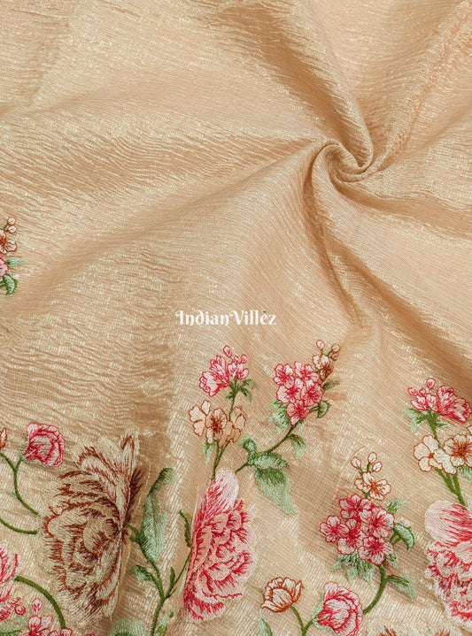 Orange Dual Tone Zari Woven Banarasi Tissue Saree