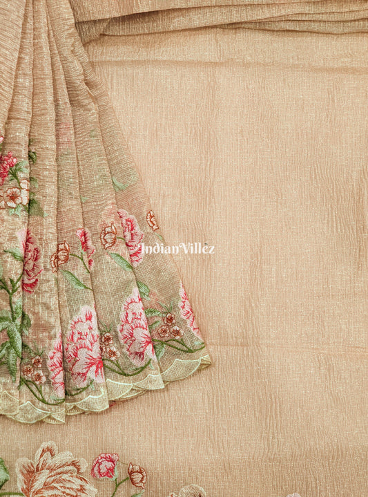 Orange Dual Tone Zari Woven Banarasi Tissue Saree